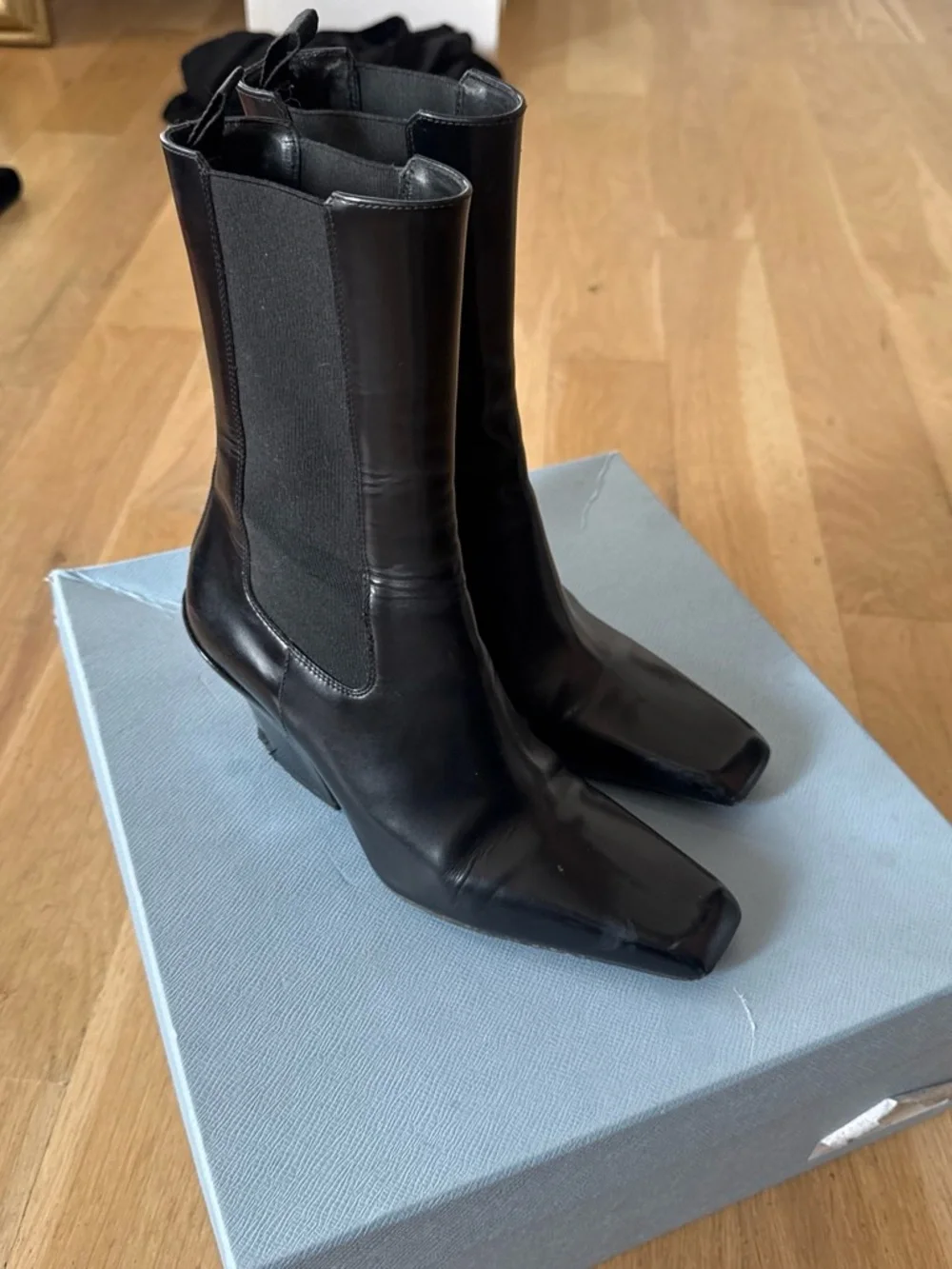 Classic Black Leather Chelsea Boots - womens Square Toe